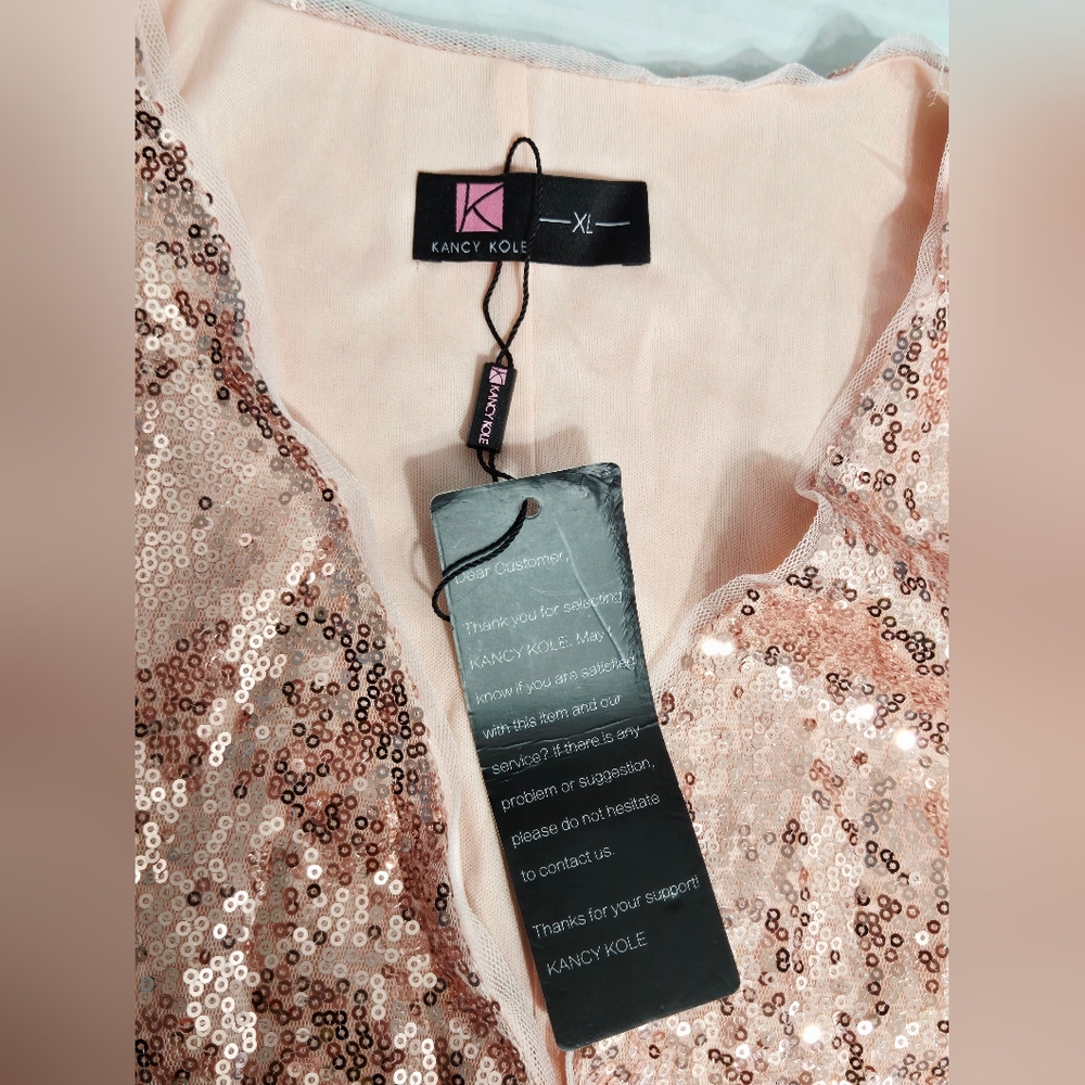 Women’s Sequin Open Front Blazer Jacket Sparkly Glitter Long Sleeve XL NWT - Picture 6 of 9